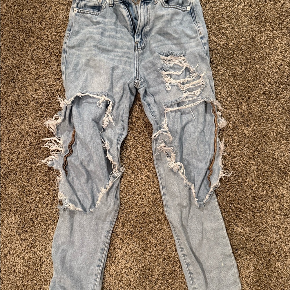 Distressed American Eagle Light Blue Women's Jeans